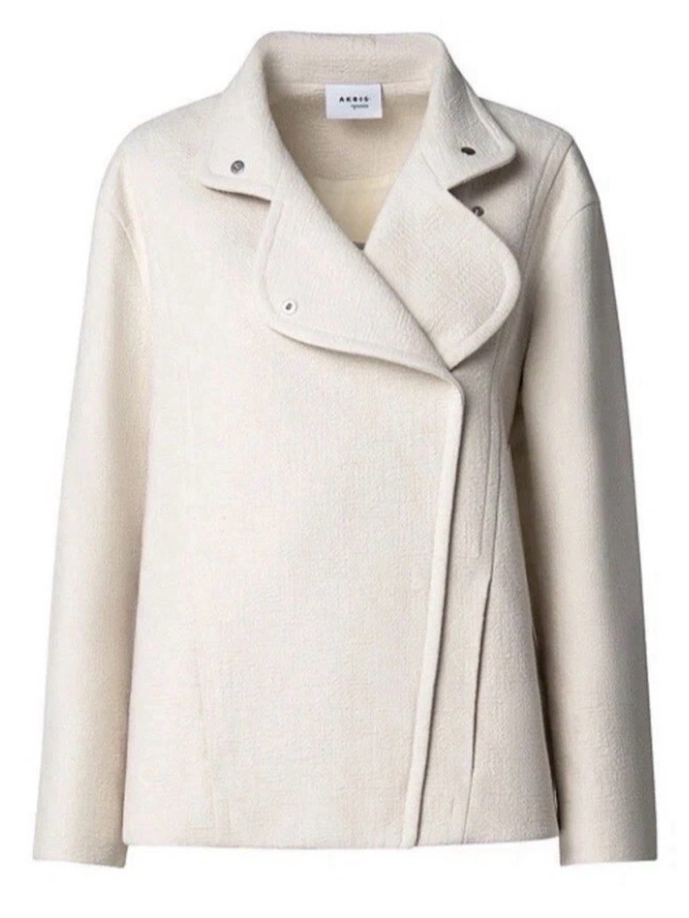 Akris Punto Asymmetric Cotton Textured Moto Jacket Convertible Funnel Neck US 6 - Picture 3 of 16